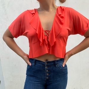 ASOS Ruffled Tie Up Crop Top